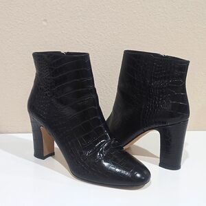 🥀 M GRIGIARANCIO CROC EMBOSSED LEATHER ANKLE BOOTS